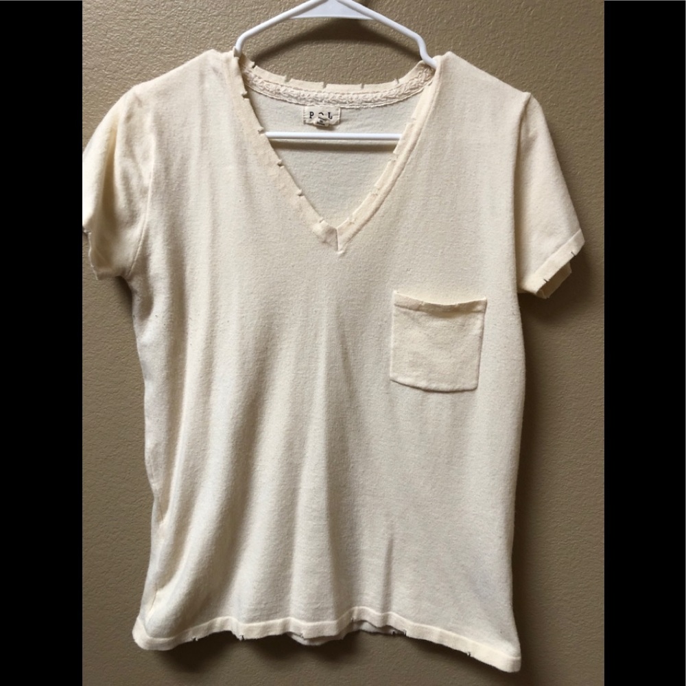 Destroyed short sleeve sweater